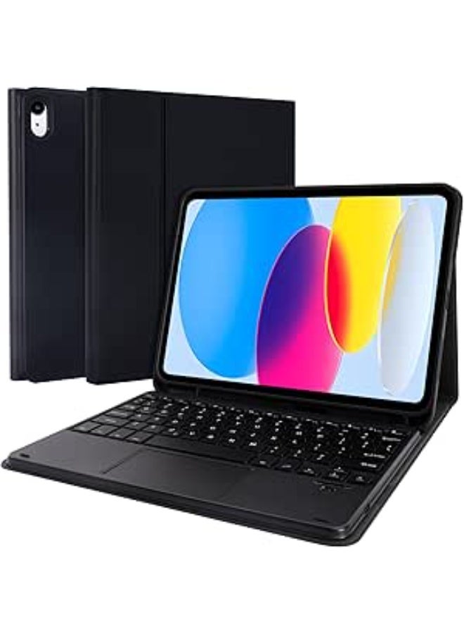 متوافق مع حافظة لوحة مفاتيح iPad للجيل الحادي عشر 11 بوصة 2025 / الجيل العاشر 10.9 بوصة 2022 مع حامل تخزين قلم Apple Pencil ولوحة لمس ولوحة مفاتيح مغناطيسية لاسلكية (أسود)